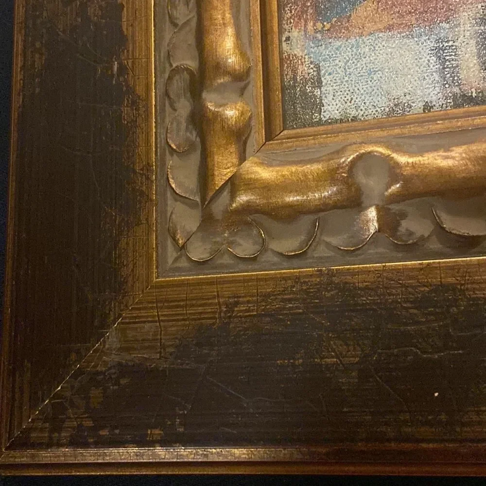 Antique Hand oil painting Frame Vintage